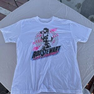 Rod Stewart Concert White Graphic  T‑Shirt